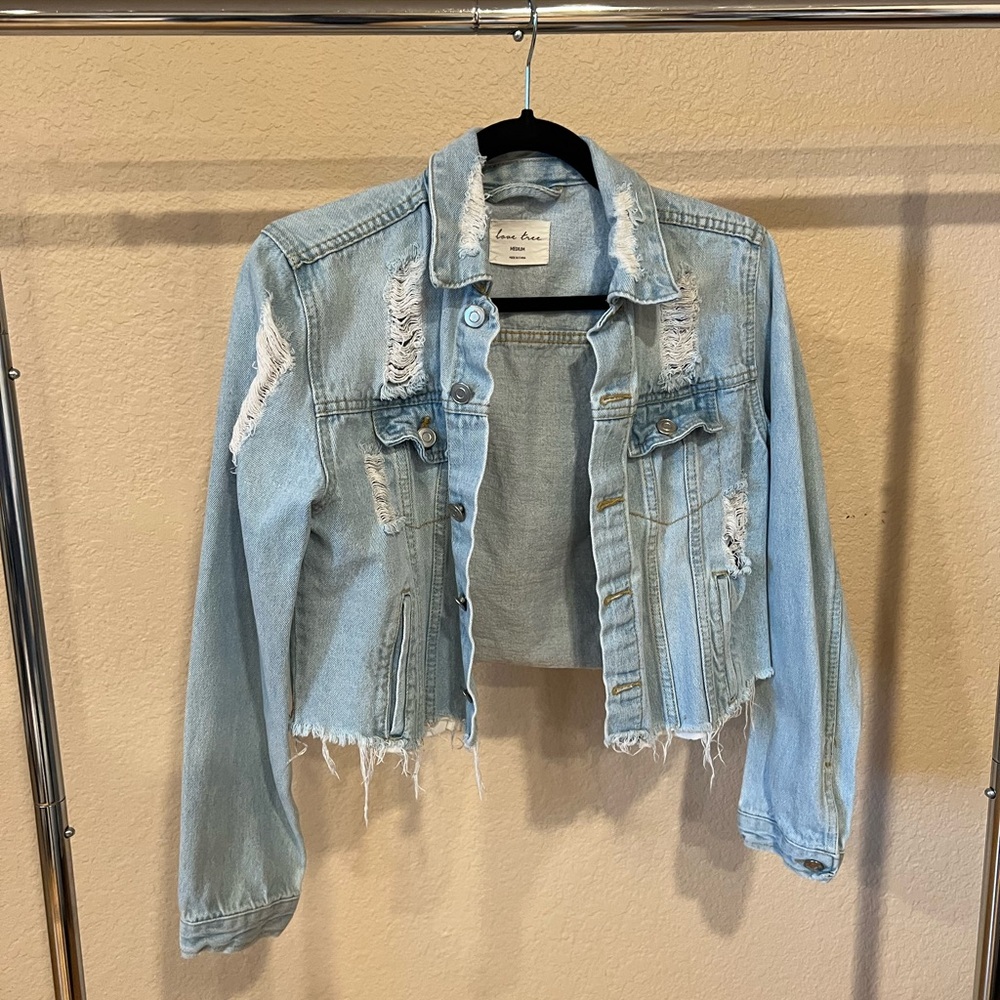 Distressed Light Blue Denim Jacket